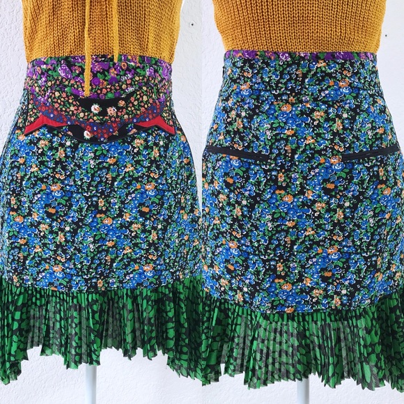 COACH FLORAL PATCHWORK MINI SKIRT 0 - Picture 5 of 8